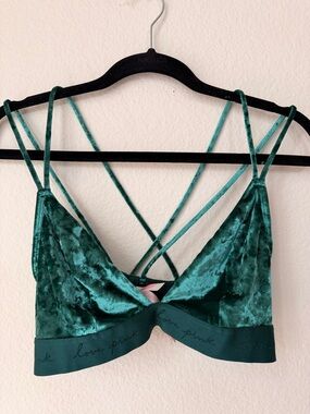 Victoria’s Secret PINK Velvet Bralette Y2K Fairy Grunge Strappy Bralette Size L